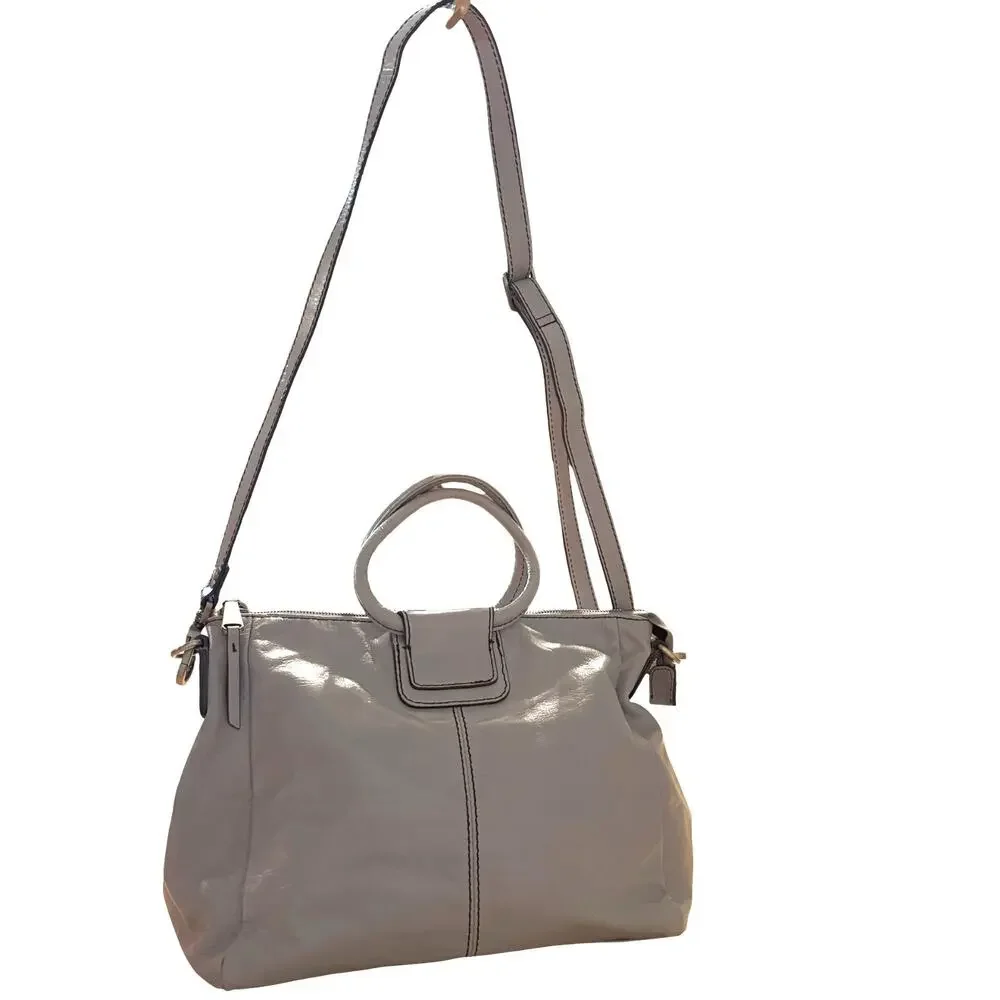Hobo International Sheila Medium Satchel Handbag Light Gray Shoulder Bag Purse